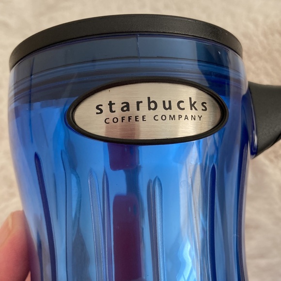 STARBUCKS Groovy Lucy blue tumbler travel mug with handle. - Picture 3 of 6